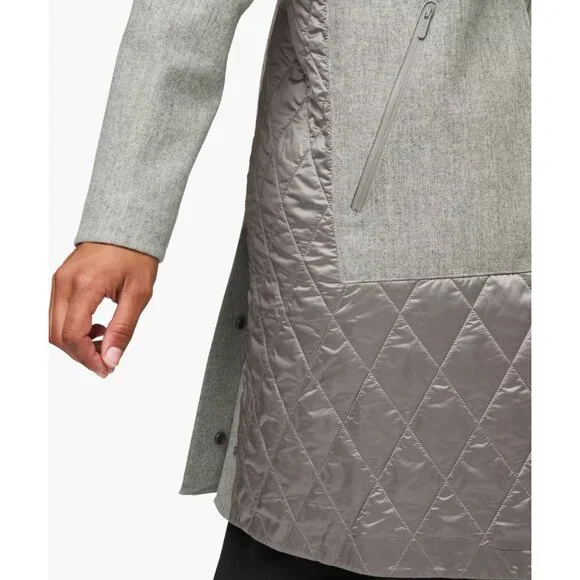 NWT LULULEMON Roam Far Wool Coat 10 Waterproof Primaloft Tech Quilted Bottom - Picture 5 of 6